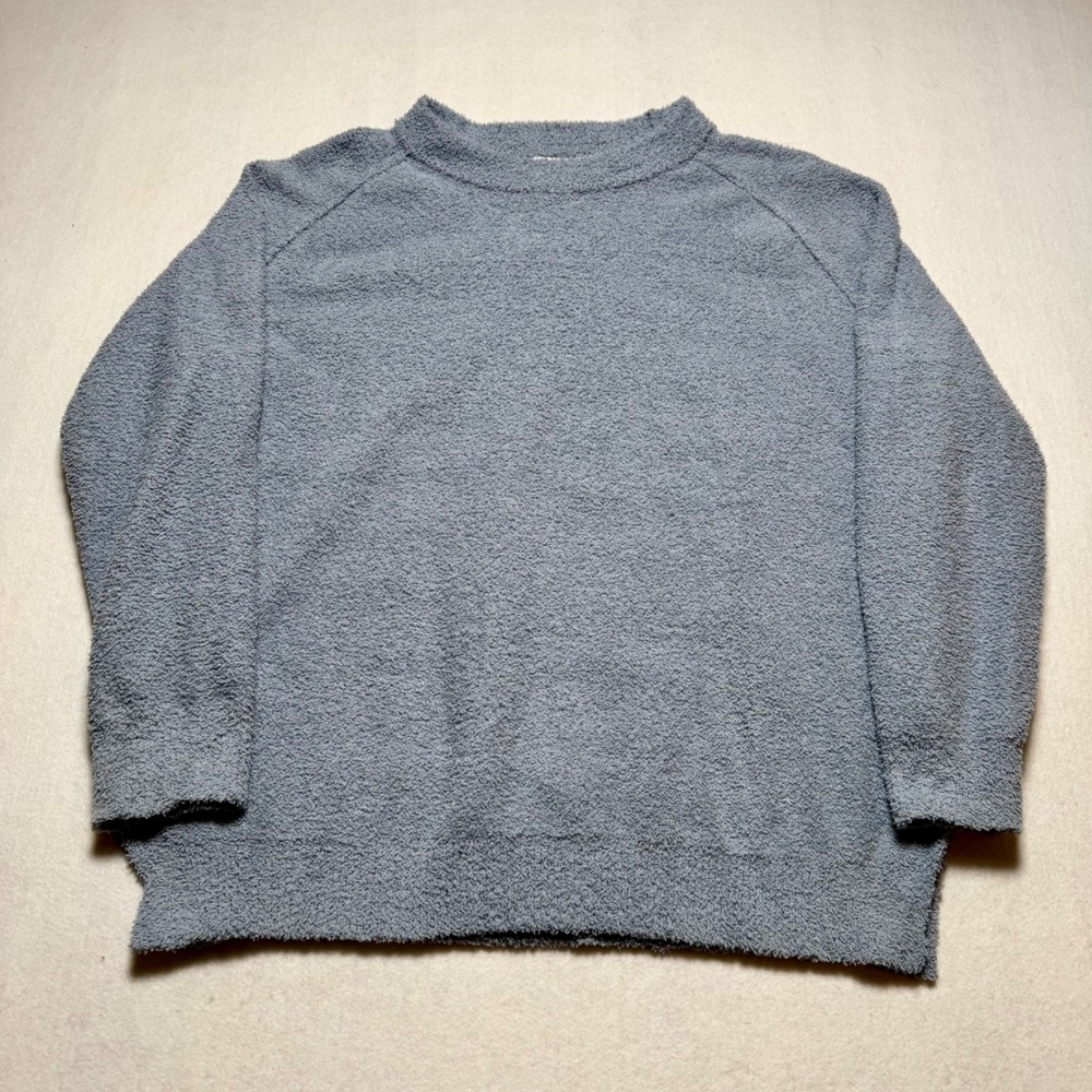 Beaully Women Light Blue Fuzzy Popcorn Knit Raglan Sleeve Sweater Size Small